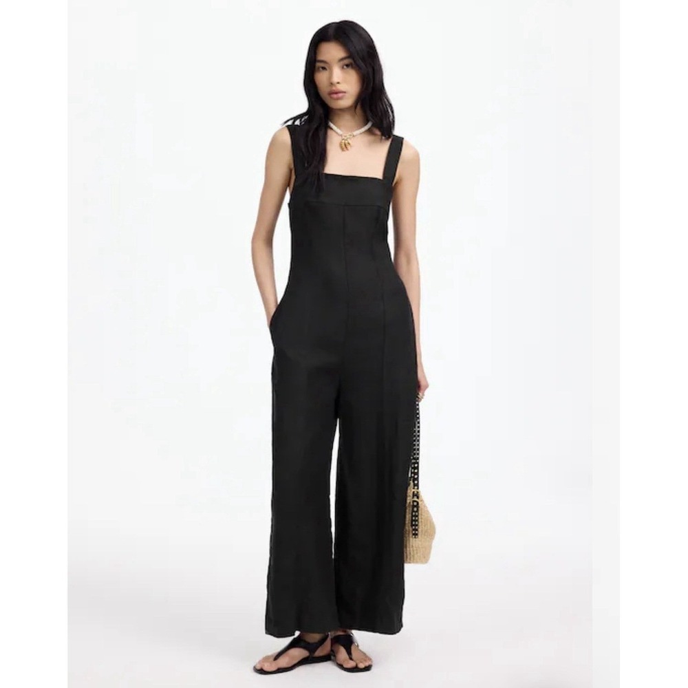 Madewell Black Square-Neck Wide-Leg Jumpsuit